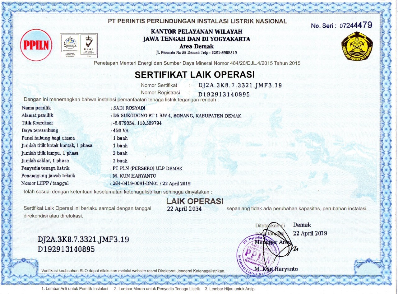 Pt Ppiln Sertifikat Laik Operasi Slo